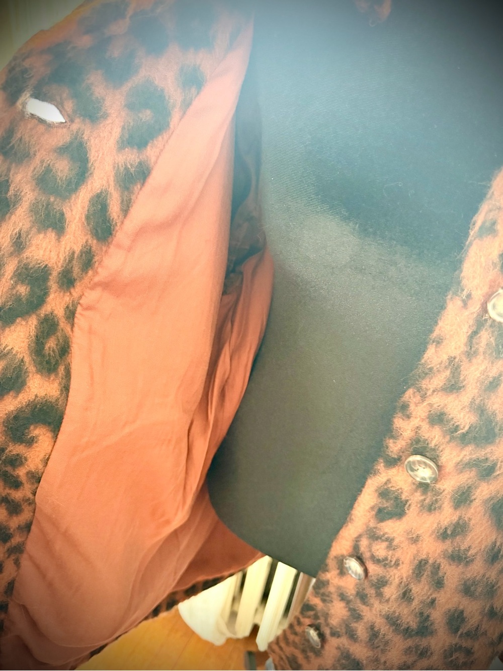 Marine Layer Leopard Funnel Neck Cocoon Coat - Picture 10 of 16